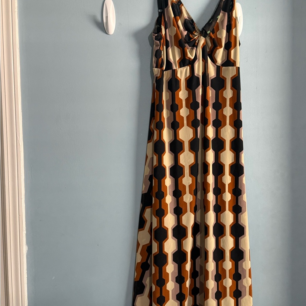 CAbi Brown and Black Geometric Maxi Dress Reversible Dress - Picture 8 of 16